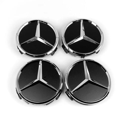 Set 4 Tappi Coprimozzo 60mm Compatibili Con Mercedes Classe A B C D E In ABS Di Alta Qualità