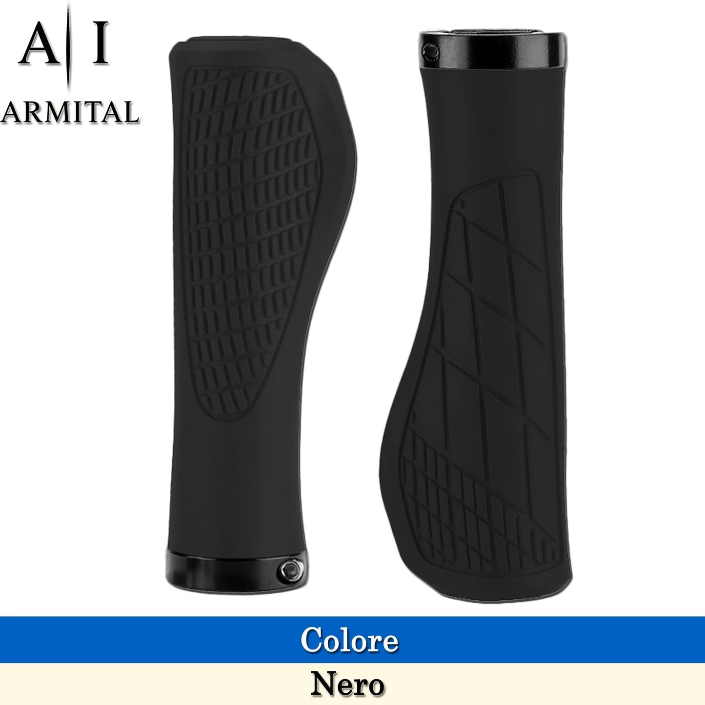 Coppia Manopole MTB Ergonomiche Antiscivolo in Gomma TPR con Doppio Bloccaggio in Alluminio Universali per Bicicletta Mountain Bike BMX e City Bike