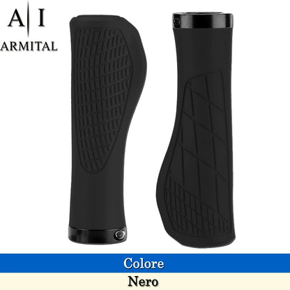 Coppia Manopole MTB Ergonomiche Antiscivolo in Gomma TPR con Doppio Bloccaggio in Alluminio Universali per Bicicletta Mountain Bike BMX e City Bike