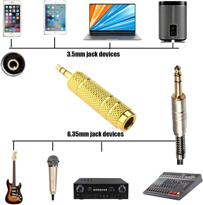 Adattatore Audio Jack 6.35mm Maschio a 3.5mm Femmina Stereo TRS Placcato Oro