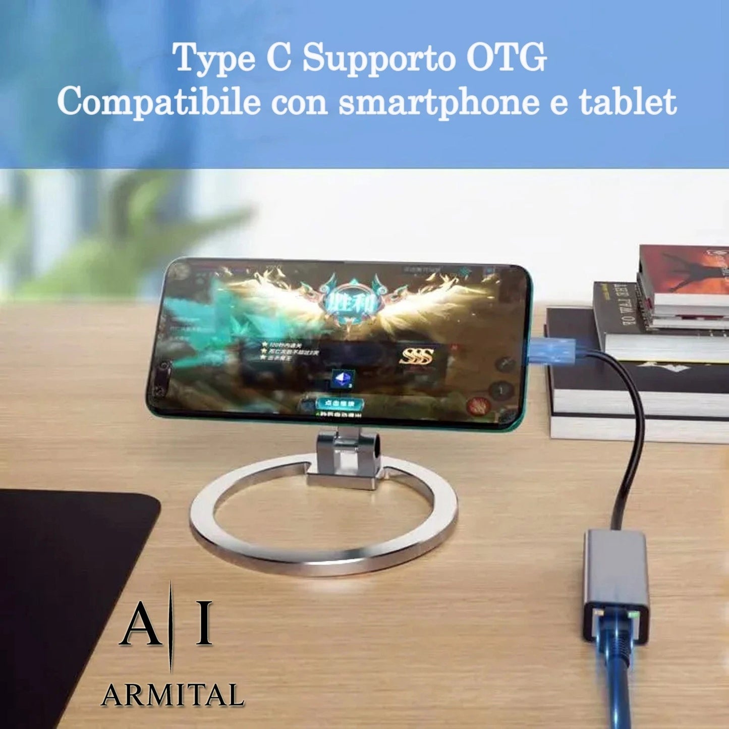Adattatore Ethernet Gigabit 1000Mbps USB Type-C Lan RJ45 Alluminio Plug Play