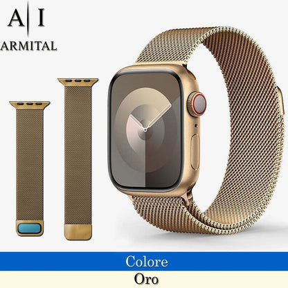 Cinturino Maglia Milanese In Acciaio Inossidabile Per Apple Watch Chiusura Magnetica Regolabile Universale 38mm-49mm Design Elegante E Traspirante