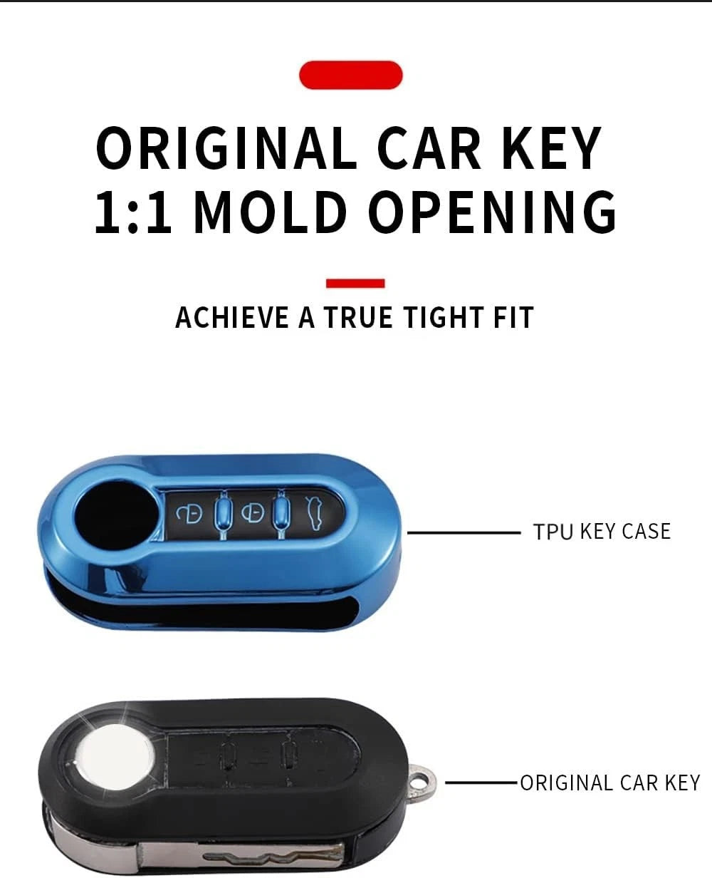 Guscio Protettivo Per Telecomando Chiave In Silicone Tpu Compatibile Con Fiat 500 Panda Punto Lancia Ypsilon 3 Tasti - Cover Morbida Antiurto E Antigraffio