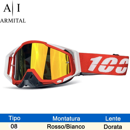 Occhiali Motocross Professionali Antiappannamento UV400 per MX MTB Sci ed Enduro