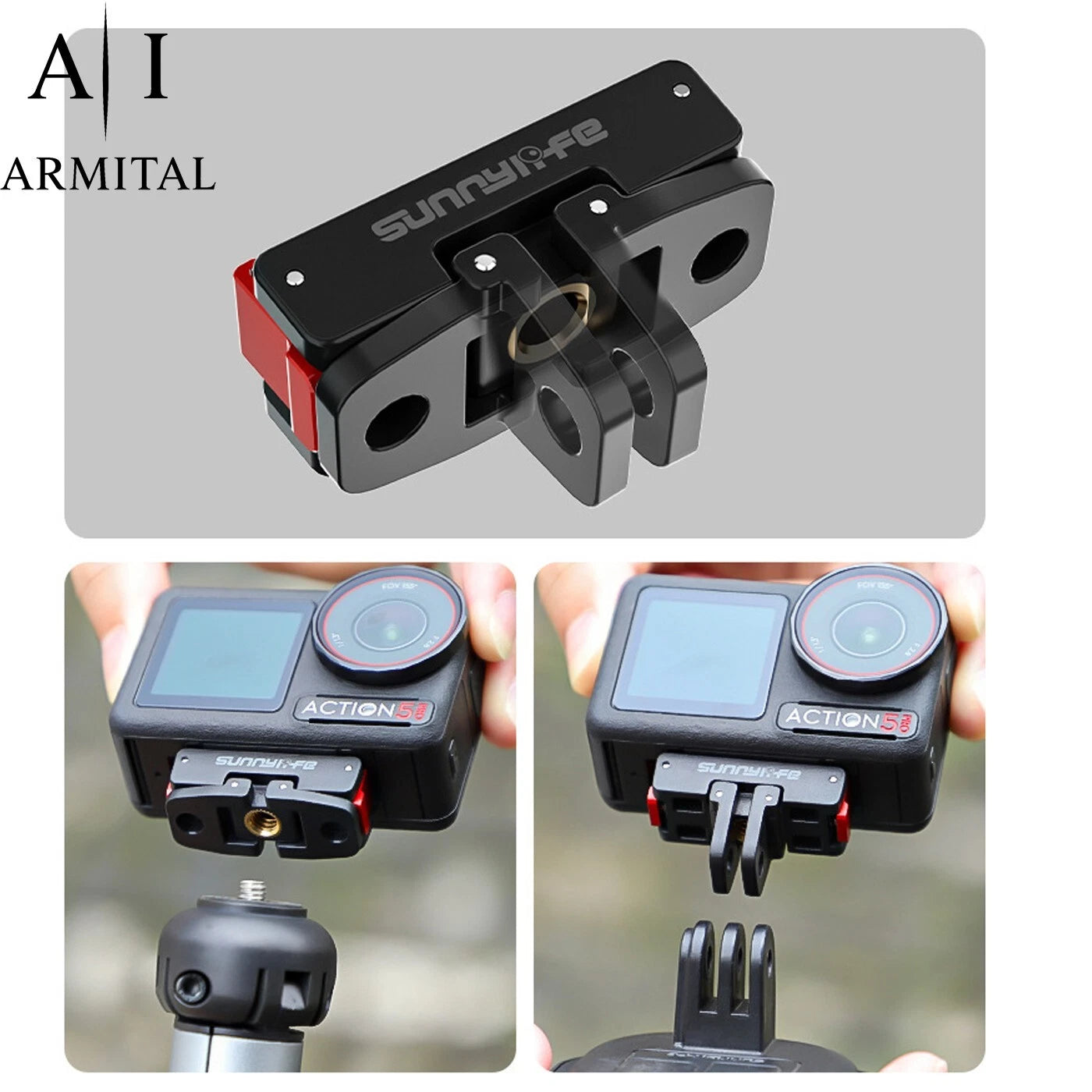 Adattatore Magnetico Sgancio Rapido Professionale per DJI Osmo Action 5 Pro 4 3 2 Supporto Pieghevole con Doppio Fissaggio Antiscivolo