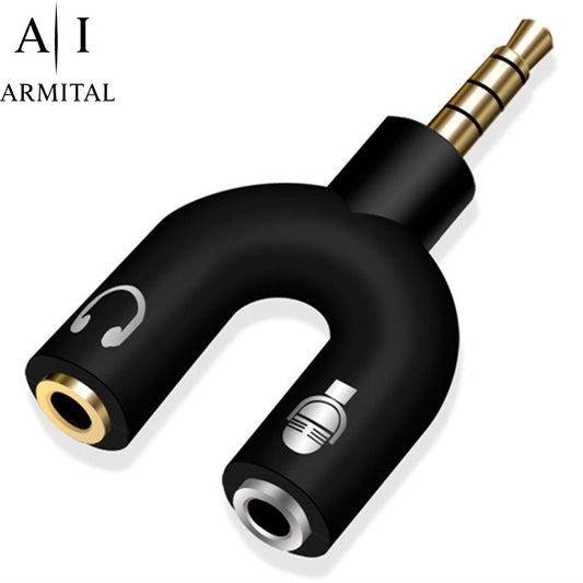 Adattatore Sdoppiatore Cuffie Jack 3.5mm TRRS per Microfono e Audio PC