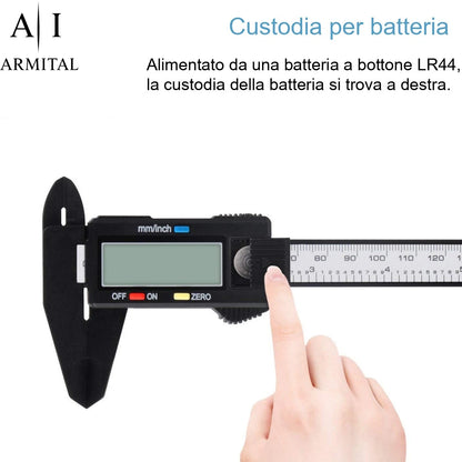 Calibro Digitale 0-150mm LCD Professionale per Misurazioni Millimetri e Pollici