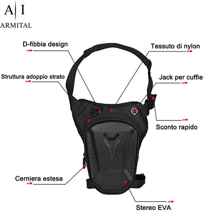 Borsa Gamba Moto Rigida Impermeabile Marsupio Coscia Tracolla Multiuso 3 in 1