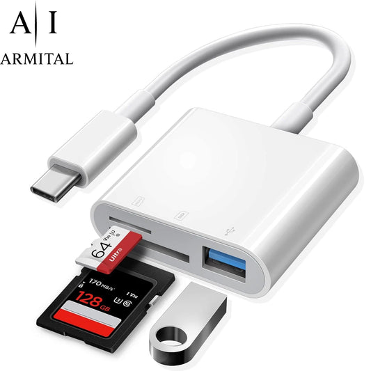 Adattatore USB-C OTG Lettore Schede SD Micro SD per iPhone 16 iPad e MacBook