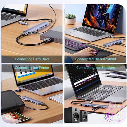 Hub USB-C 8 in 2 Docking Station Adattatore per MacBook PC USB 3.0 SD Audio