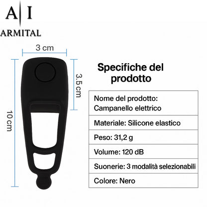 Clacson Elettrico per Bici e Monopattino 120dB Impermeabile in Silicone con 3 Suoni e Gancio Universale