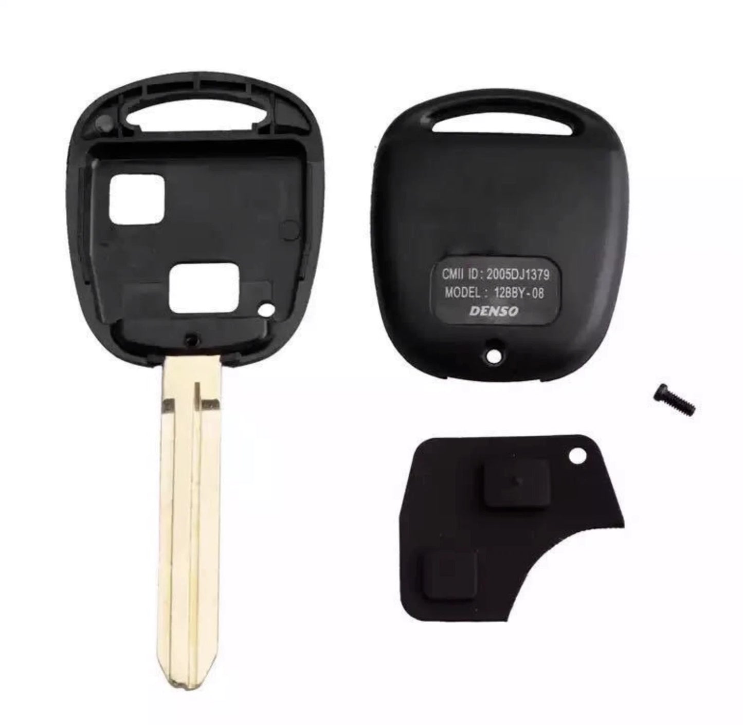 Guscio Chiave Ricambio Compatibile Toyota 2 Tasti Con Lama Vergine E Gommino Per Yaris Rav4 Corolla Aygo