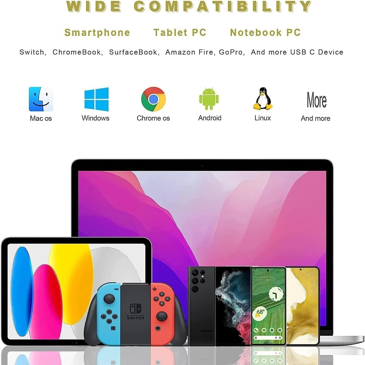 Adattatore OTG USB-C a USB 3.0 SuperSpeed 5Gbps per Smartphone Laptop e Tablet