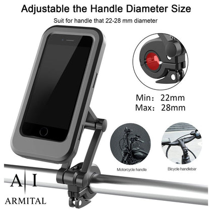 Supporto Smartphone Impermeabile Per Bici E Moto Rotazione 360 Gradi Custodia Rigida Touch Screen Universale Fino A 6.7 Pollici