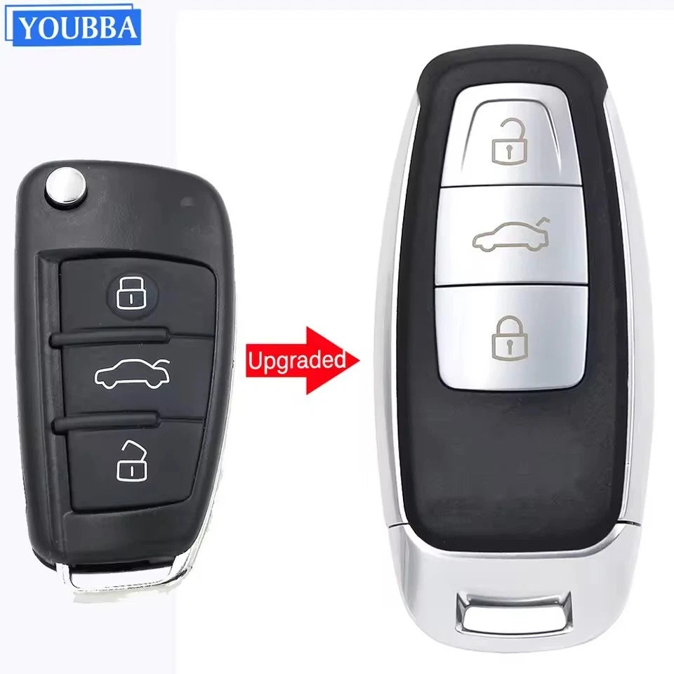 Guscio Cover Telecomando Compatibile Audi A1 A3 A4 A6 Q2 Q3 Q7 TT Chiave 3 Tasti Finitura Lucida o Opaca Con Lama Vergine