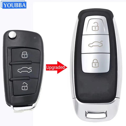 Guscio Cover Telecomando Compatibile Audi A1 A3 A4 A6 Q2 Q3 Q7 TT Chiave 3 Tasti Finitura Lucida o Opaca Con Lama Vergine