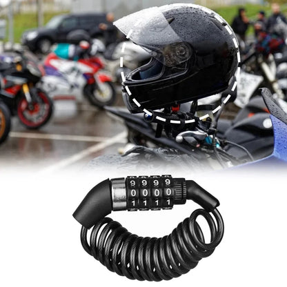 Lucchetto Antifurto per Casco Moto e Bici con Cavo in Acciaio Estensibile 2 Metri e Combinazione a 4 Cifre Personalizzabile