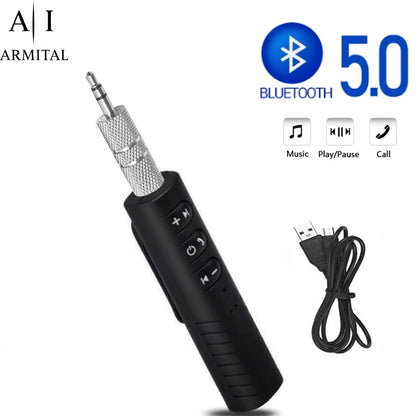 Adattatore Ricevitore Bluetooth 5.0 Auto AUX 3.5mm Microfono HD Vivavoce Stereo