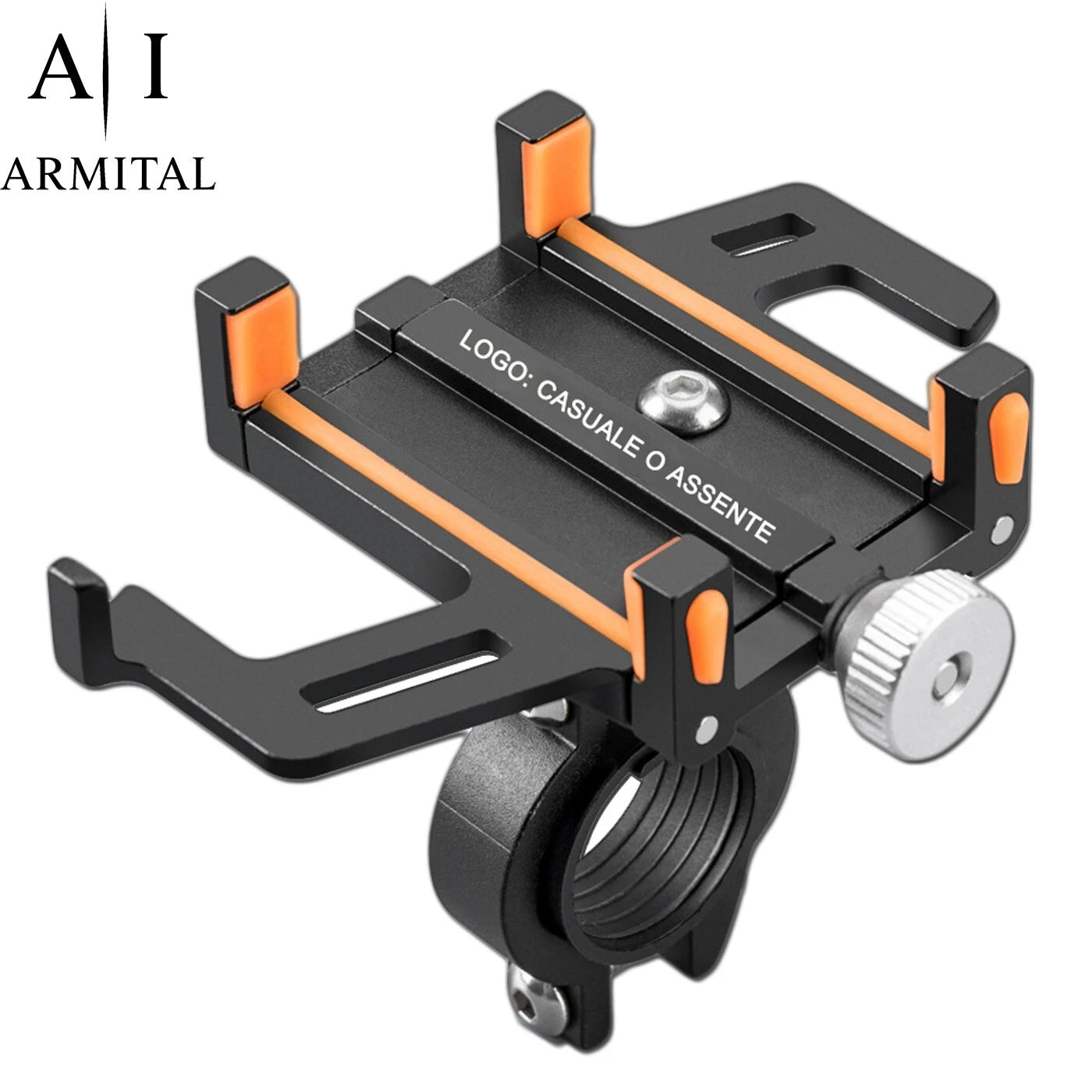 Supporto Telefono Bici e Moto in Alluminio Universale Rotazione 360 Gradi Nero