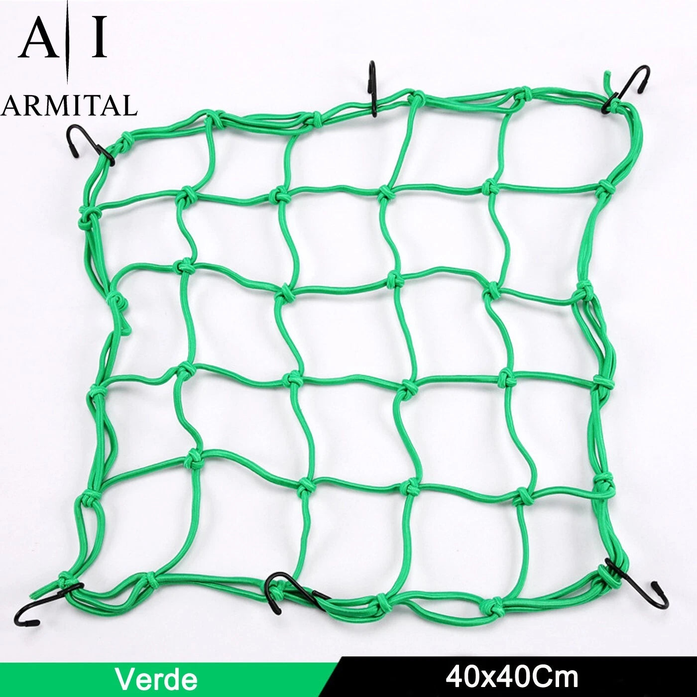 Rete Ragno Elastica Moto Universale 40x40cm Porta Casco e Bagagli con 6 Ganci Antigraffio Regolabili