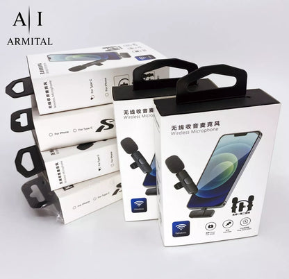 Microfono Lavalier Wireless Professionale Doppio per iPhone 15 Android e PC