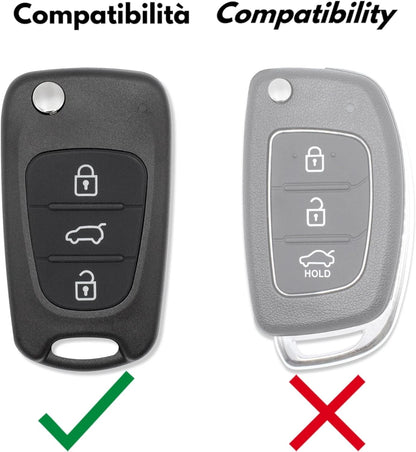 Guscio Scocca Chiave Compatibile Con Hyundai i20 i30 ix20 ix35 Telecomando 3 Tasti Con Lama Vergine E Portabatteria Ricambio Alta Qualità