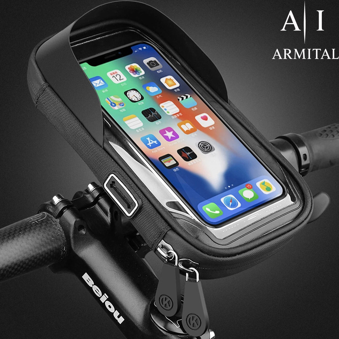 Supporto Smartphone Impermeabile Per Bici E Moto Rotazione 360 Gradi Con Visiera Parasole E Touch Screen Sensibile