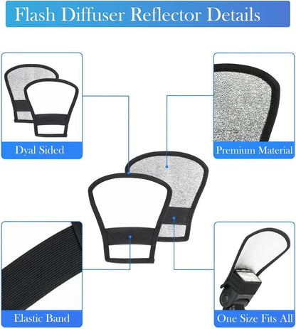 Diffusore Flash Universale Riflettore Argento e Bianco per Canon Nikon Sony