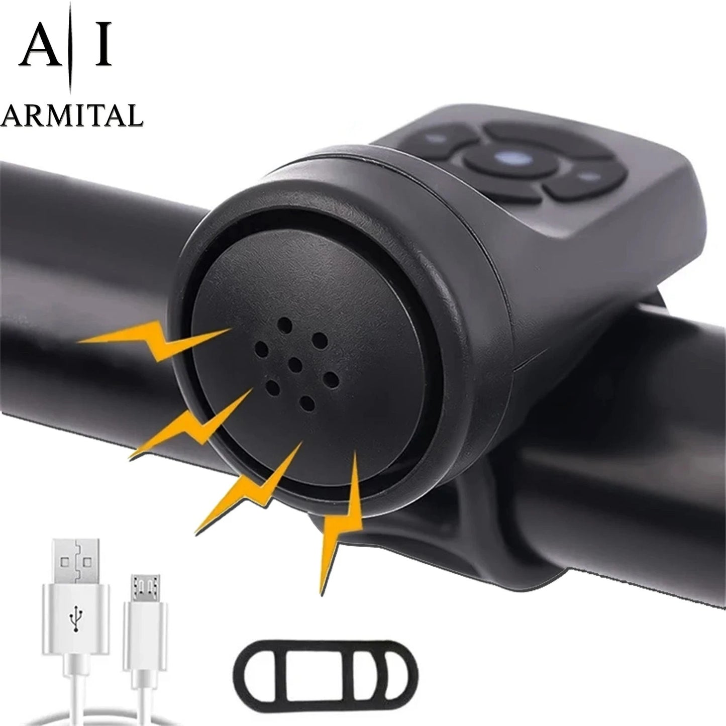 Clacson Elettrico Per Bicicletta 120dB Con Allarme Antifurto Impermeabile Ricaricabile USB Per MTB Bici Da Corsa E City Bike