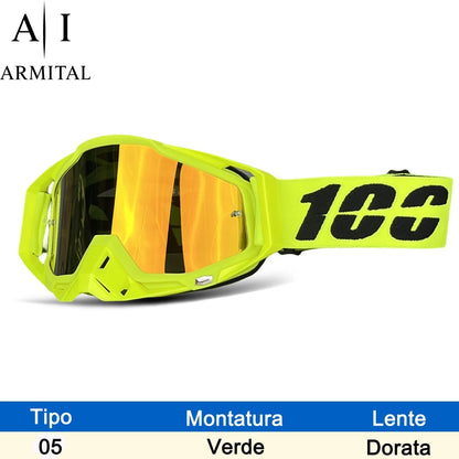 Occhiali Motocross Professionali Antiappannamento UV400 per MX MTB Sci ed Enduro