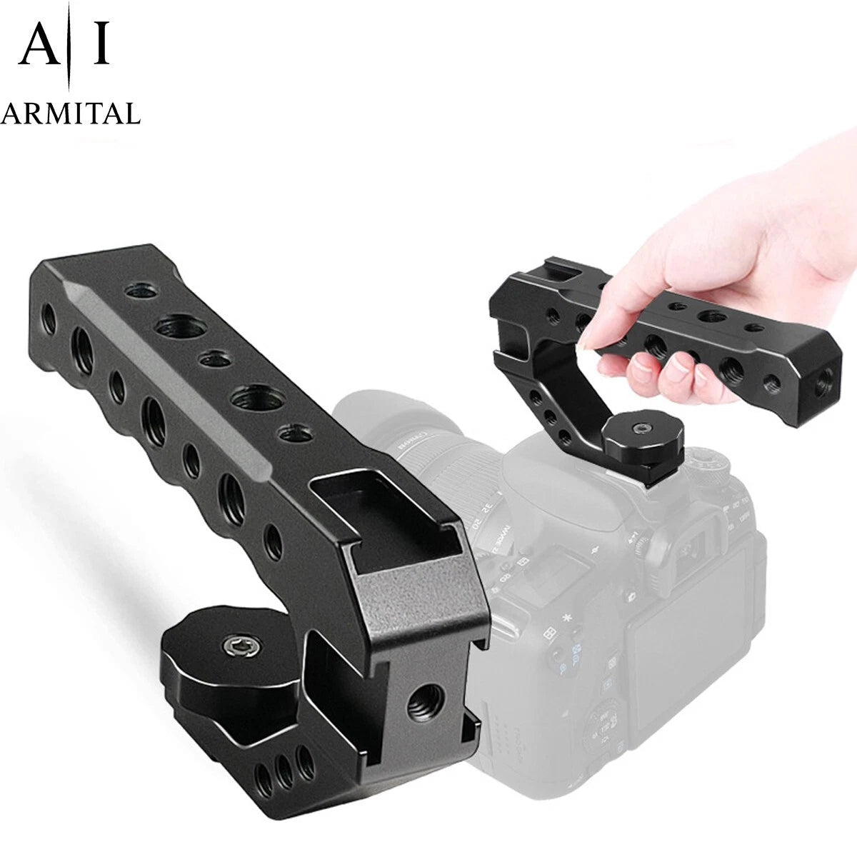 Maniglia Superiore Alluminio CNC per Fotocamere DSLR Mirrorless con Cold Shoe