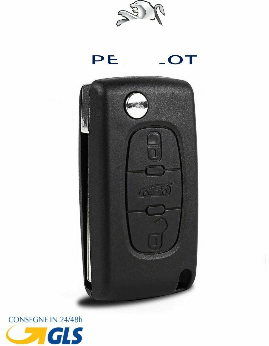 Guscio Cover Chiave Compatibile Peugeot 107 207 307 308 407 - Custodia 3 Tasti con Lama a Punta e Vano Batteria