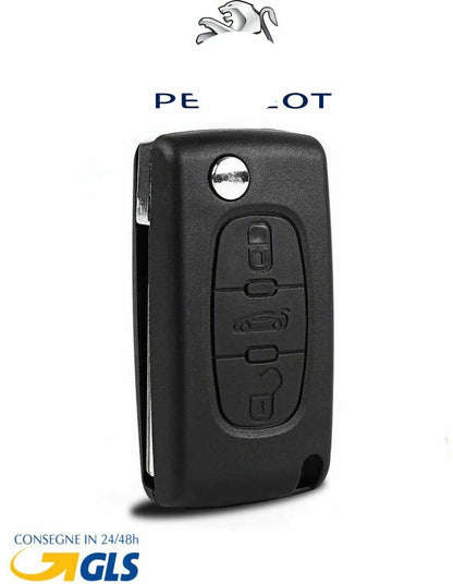 Guscio Cover Chiave Compatibile Peugeot 107 207 307 308 407 - Custodia 3 Tasti con Lama a Punta e Vano Batteria