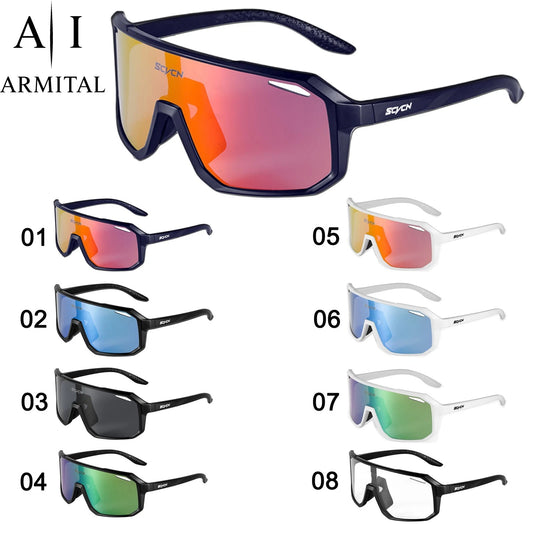 Occhiali da Ciclismo Sportivi UV400 Lenti Policarbonato per Moto Bici e Running