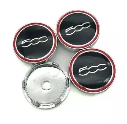 Set 4 Tappi Coprimozzo Compatibili Con Fiat 500 Borchie Per Cerchi In Lega Diametro 60mm In ABS Resistente