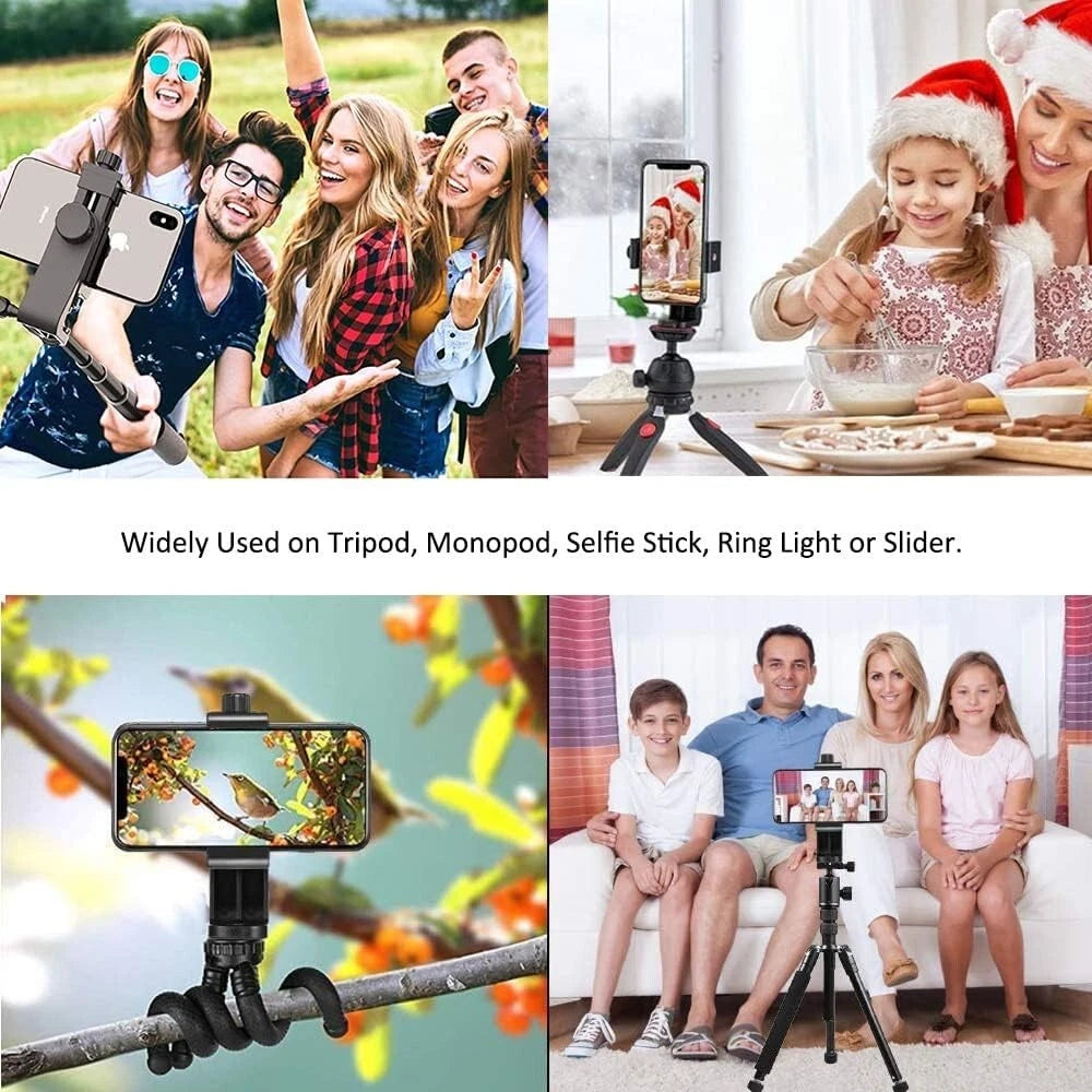 Supporto Smartphone Universale per Treppiede Rotazione 360 Gradi Attacco 1/4