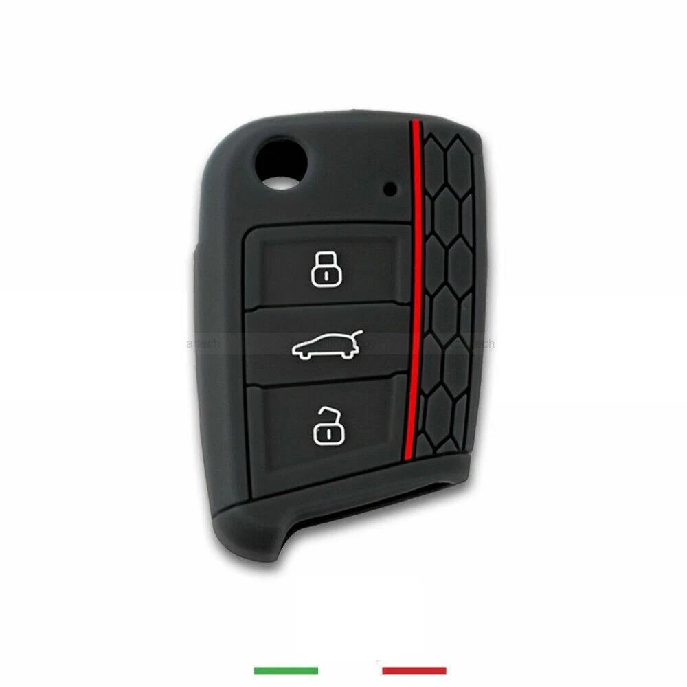 Guscio Protettivo In Silicone Per Chiave Volkswagen Golf 7 GTI Polo Tiguan Seat - Custodia Morbida 3 Tasti Antiurto E Antigraffio