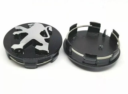 Set 4 Tappi Coprimozzo Per Cerchi In Lega Diametro 60mm Finitura Nero Lucido E Argento In Abs Resistente