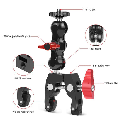 Super Morsetto Fotocamera con Testa a Sfera 360 e Supporto Magico Universale