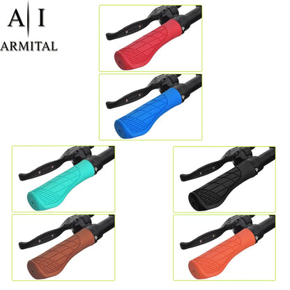 Coppia Manopole MTB Ergonomiche Antiscivolo in Gomma TPR con Doppio Bloccaggio in Alluminio Universali per Bicicletta Mountain Bike BMX e City Bike