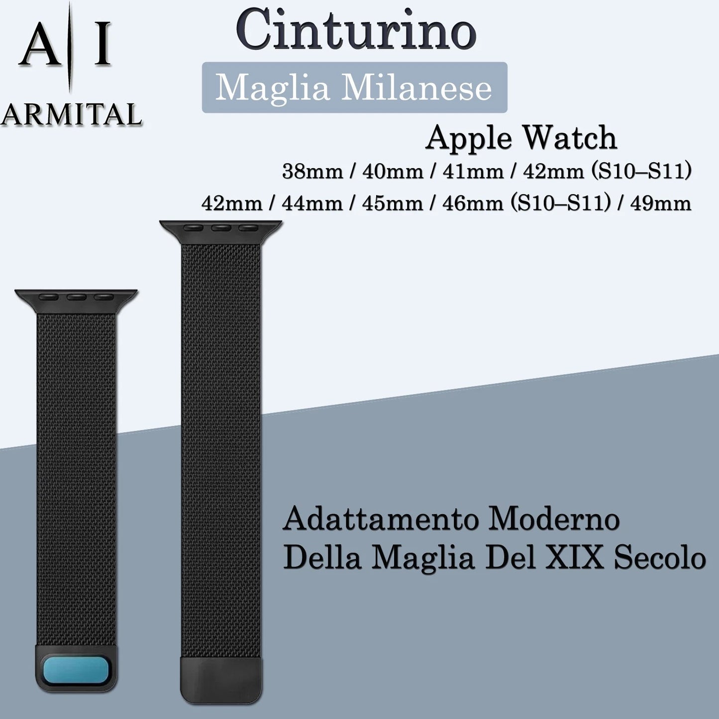 Cinturino Maglia Milanese In Acciaio Inossidabile Per Apple Watch Chiusura Magnetica Regolabile Universale 38mm-49mm Design Elegante E Traspirante