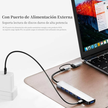 Hub USB-C 8 in 2 Docking Station Universale in Alluminio per MacBook PC e Laptop - Adattatore Multigiunzione Alta Velocità 10Gbps con Ricarica Power Delivery