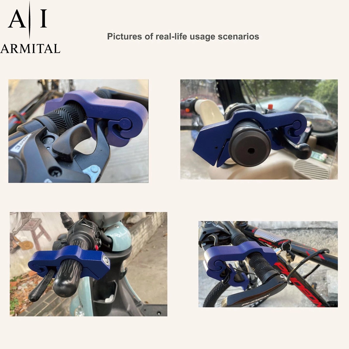 Blocco Antifurto per Manubrio Moto e Scooter in Alluminio CNC Universale Robusto e Portatile