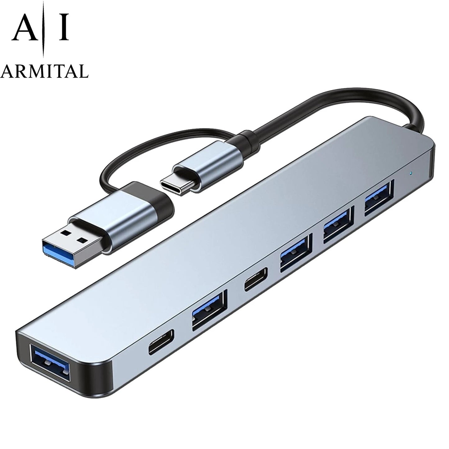 Hub USB-C 8 in 2 Docking Station Universale in Alluminio per MacBook PC e Laptop - Adattatore Multigiunzione Alta Velocità 10Gbps con Ricarica Power Delivery