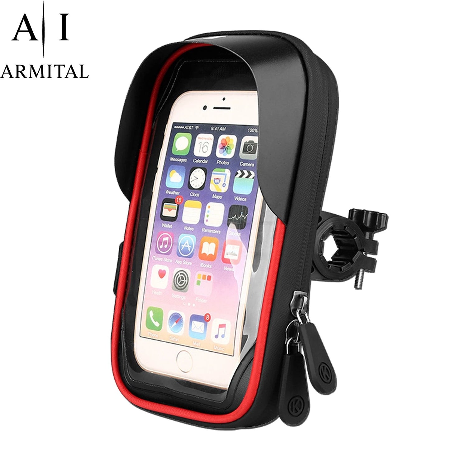 Supporto Smartphone Impermeabile Per Bici E Moto Rotazione 360 Gradi Con Visiera Parasole E Touch Screen Sensibile