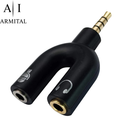 Adattatore Sdoppiatore Cuffie Jack 3.5mm TRRS per Microfono e Audio PC