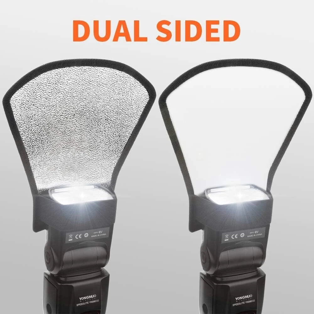 Diffusore Flash Universale Riflettore Argento e Bianco per Canon Nikon Sony