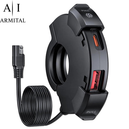 Caricatore Moto USB-C PD 30W e QC 3.0 Impermeabile IP65 Ricarica Rapida 12V