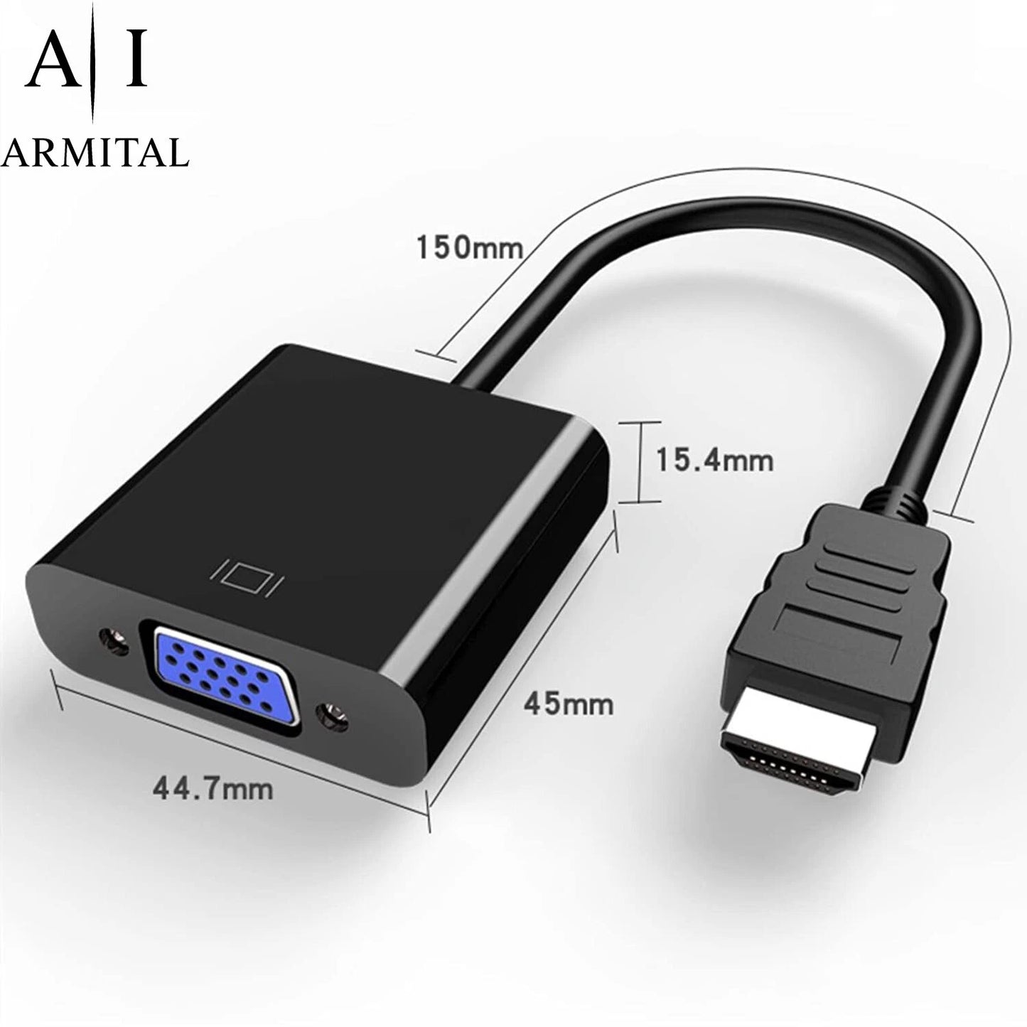 Adattatore HDMI Maschio a VGA Femmina 1080P Full HD per Laptop PC e Smart TV