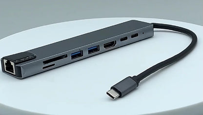 Adattatore Hub USB-C 8-in-1 HDMI 4K Ethernet SD TF 100W PD per MacBook Laptop